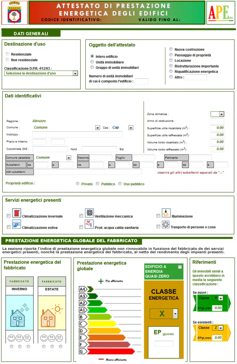 esempio certificato ape puglia